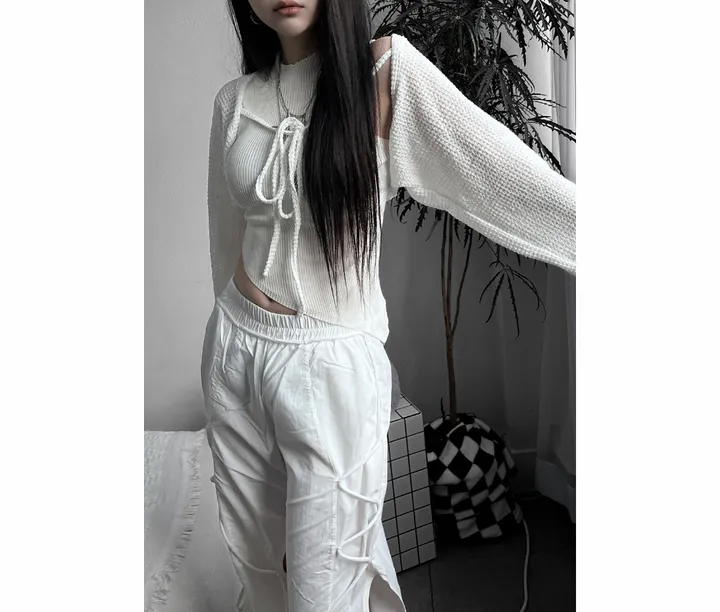 bolero strap waffle cardigan 상세 이미지 25