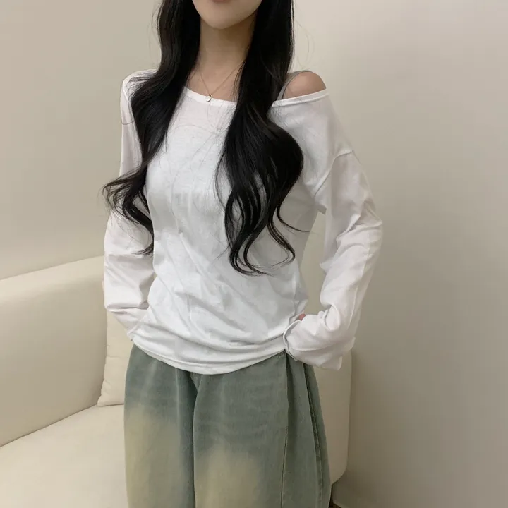 [-3kg/여리루즈핏!] 오프숄더 심플 루즈 여리 기본템 긴팔 티셔츠 (5color) 상세 이미지 6