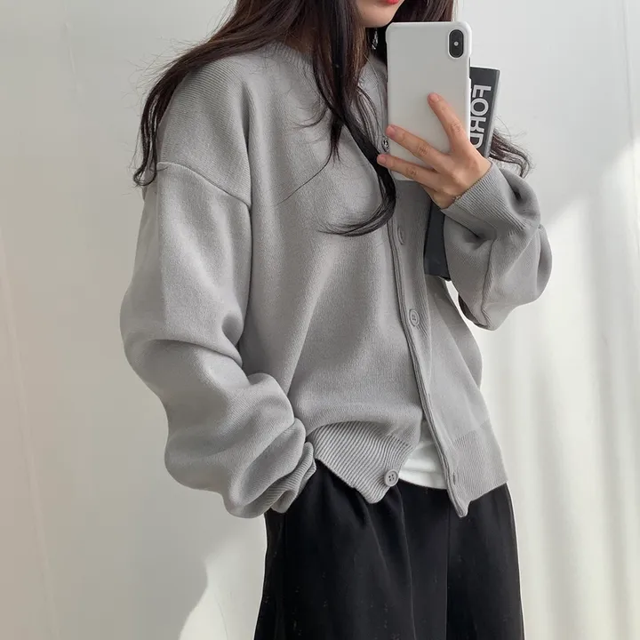 [ 데일리/무려~12컬러 ] 가을 겨울 포포 도톰 라운드 가디건 상세 이미지 10