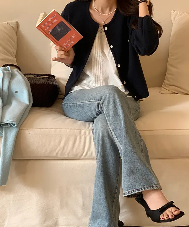 팬던트 가디건 데일리룩 기본아이템 봄신상 5color 개강룩 상세 이미지 6