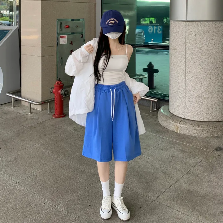 [핏보장🖤/L-XL] 발리 버뮤다 원턱 밴딩 와이드 숏 허리밴딩 트레이닝 팬츠 바지 키작녀 키큰녀 빅사이즈 남녀공용 상세 이미지 16
