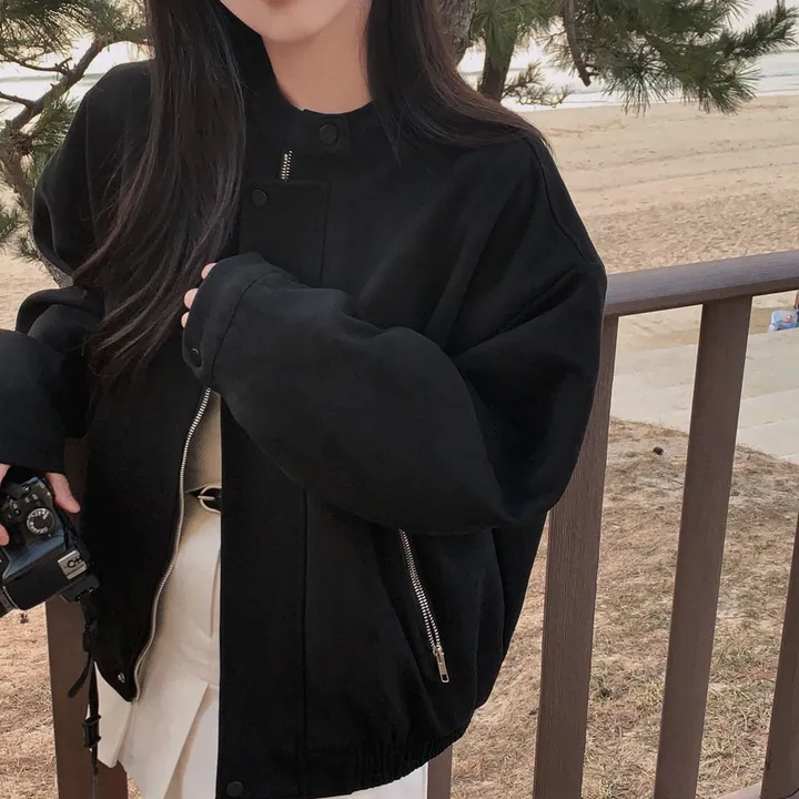 [오버핏!🖤/주문폭주✨]모던 바이커 스웨이드 아방 블루종 오버핏 자켓 상세 이미지 34