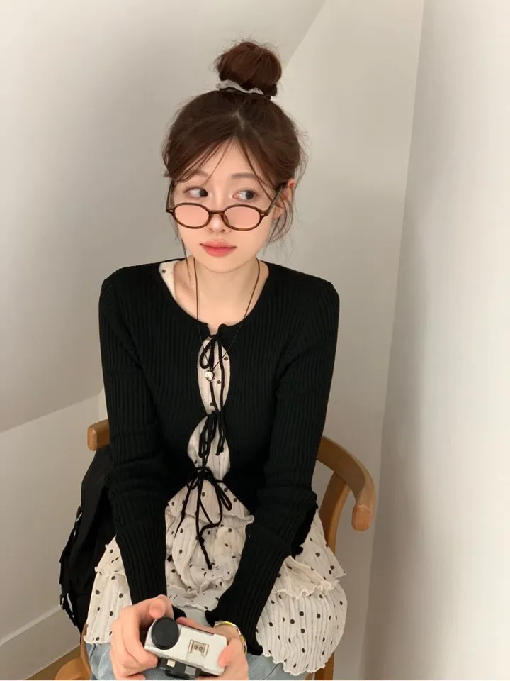 [리본스트랩ෆ허리쏘옥ෆ부드러워요]리제 여리 슬림핏 리본 트임 골지 니트 가디건 3color 상세 이미지 38