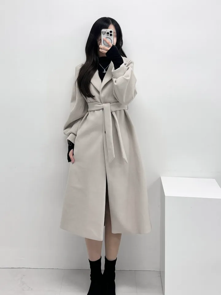 [개강룩/핏보장] 러블리 퍼프 몽글 롱 코트 울코트 (4color) 상세 이미지 12