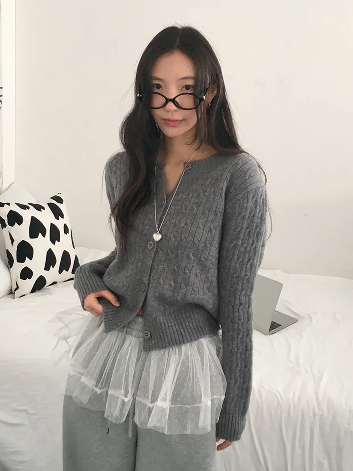 [전컬러입고!/고퀄!후기극찬❣️폭닥 케이블 꽈배기 단추니트가디건 여유핏!] 피오케이블꽈니트가디건 상세 이미지 32