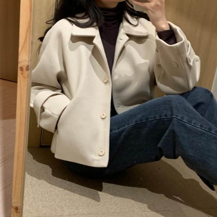 [안감o] 카라 모직 미니 숏 코트 자켓 3col 상세 이미지 4