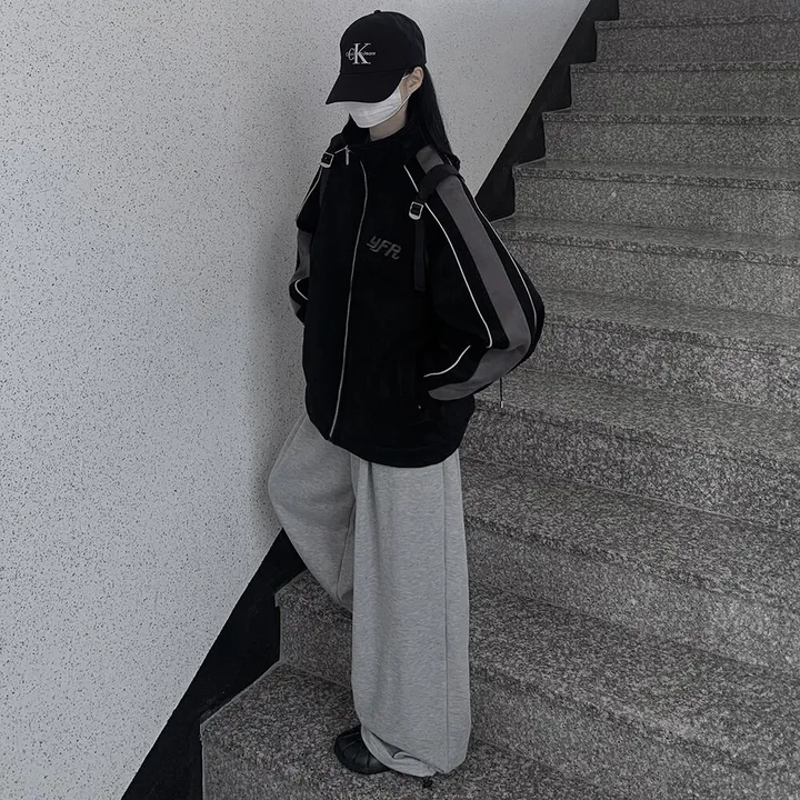 [보온력갑!/겨울까지] 스웨이드 하이넥 배색집업 오버핏 후리스자켓 점퍼 상세 이미지 17