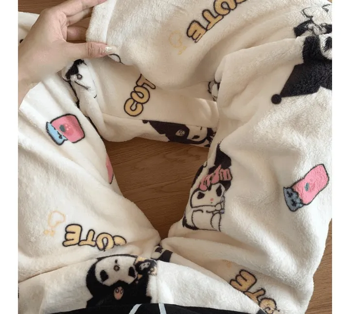 [7 캐릭터] 귀여운 캐릭터 극세사 잠옷 바지 신짱 키치 뽀짜코 쿠롬이 시나몬 피카피카 스퐁지 상세 이미지 3
