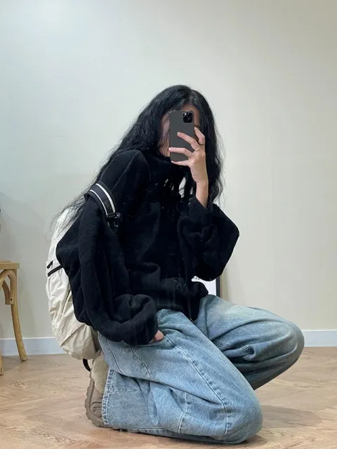 후리스 투웨이 플리스 집업 셔링 트레이닝 빅사이즈 오버핏 쇼매셔링 폴리스 캐주얼 상세 이미지 69