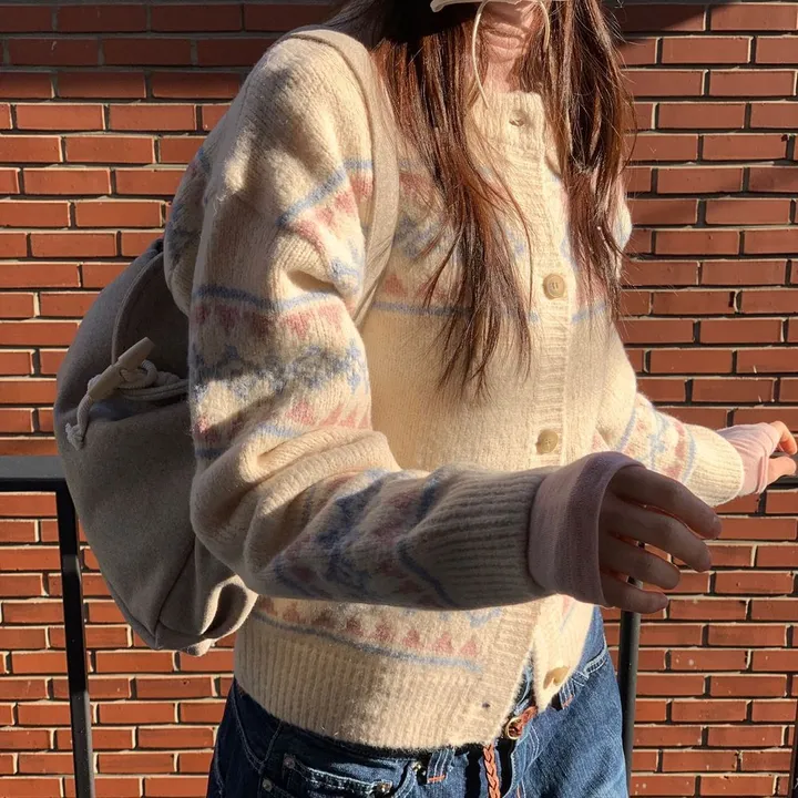 [연말룩❄부드러워요💭]키츠 윈터 노르딕 자가드 파스텔 루즈핏 니트 가디건 2color 상세 이미지 36