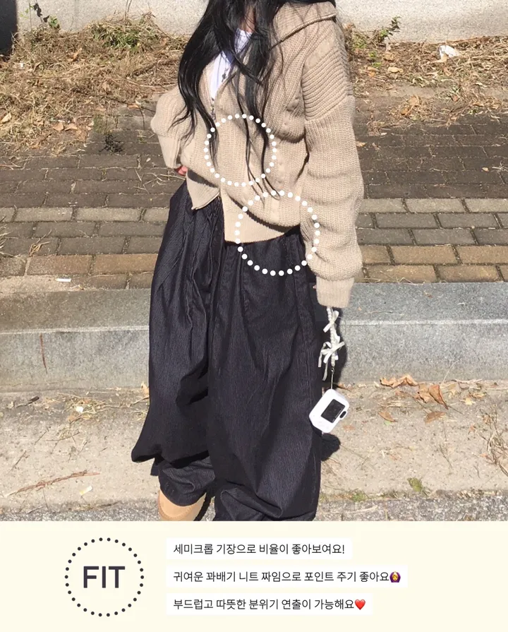 [소장추천!!/핏,퀄보장❤] 따뜻 꽈배기 니트 투웨이 하이넥 카라 루즈 세미 크롭 집업 상세 이미지 4