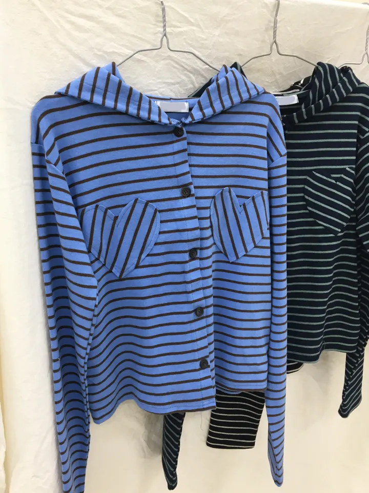 LOVELY🤍 - 하트 포켓 단가라 후디 가디건 (3color) 상세 이미지 5