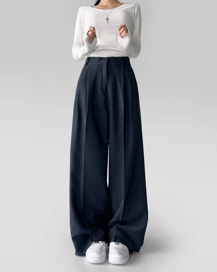 [~3XL/2기장] 르네상스 모더니즘 더블 핀턱 통 와이드 루즈핏 슬랙스 긴바지 롱팬츠 상세 이미지 60