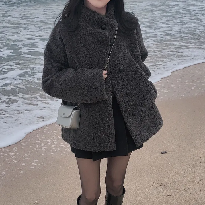 [왕아방핏🤎/주문폭주✨]후회없는 선택,푸들 양털 오버핏 하프 스웨이드 퍼자켓,코트 상세 이미지 78