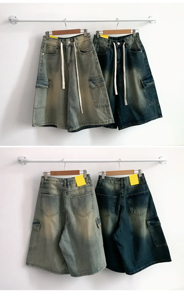 [S~XL]빈티지 카고 데님 버뮤다 반바지 상세 이미지 7