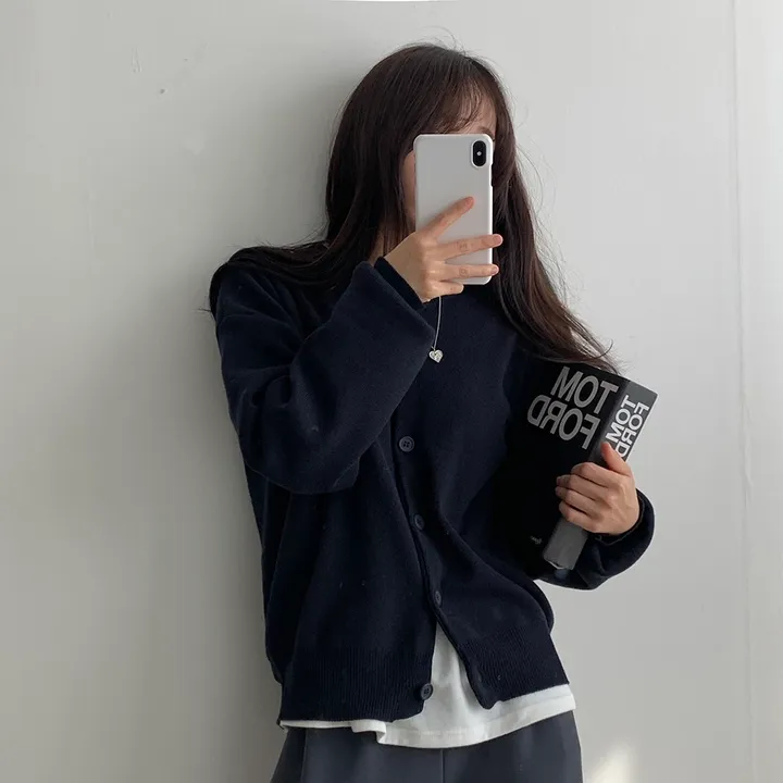 [ 데일리/무려~12컬러 ] 가을 겨울 포포 도톰 라운드 가디건 상세 이미지 63