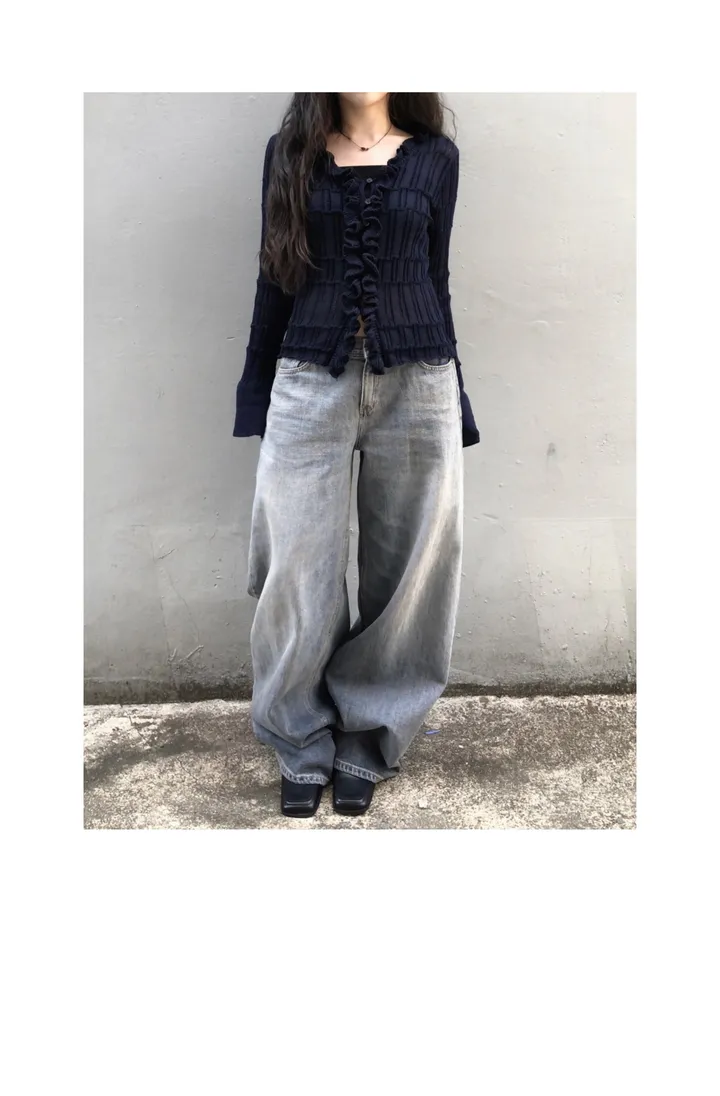 ruffle lyocell knit cardigan (2color) / 러플 라이오셀 니트 가디건 상세 이미지 2