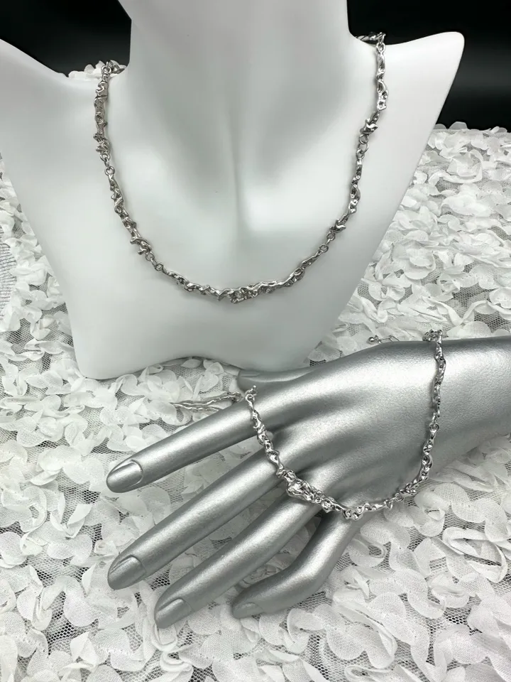 💀8차 재입고☠️ 목걸이 힙한 실버 기하학 y2k 남녀공용 silver stone necklace 상세 이미지 2