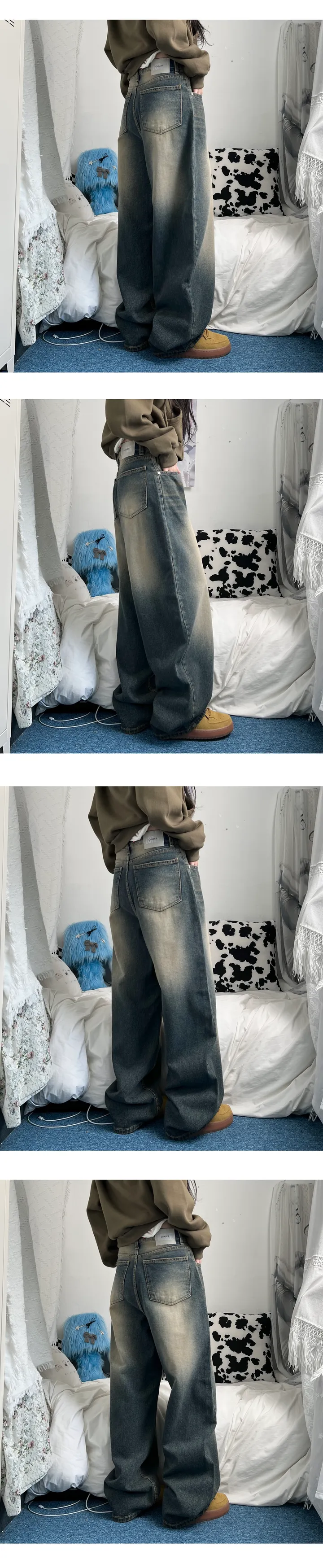 clay washing denim wide pants 상세 이미지 7