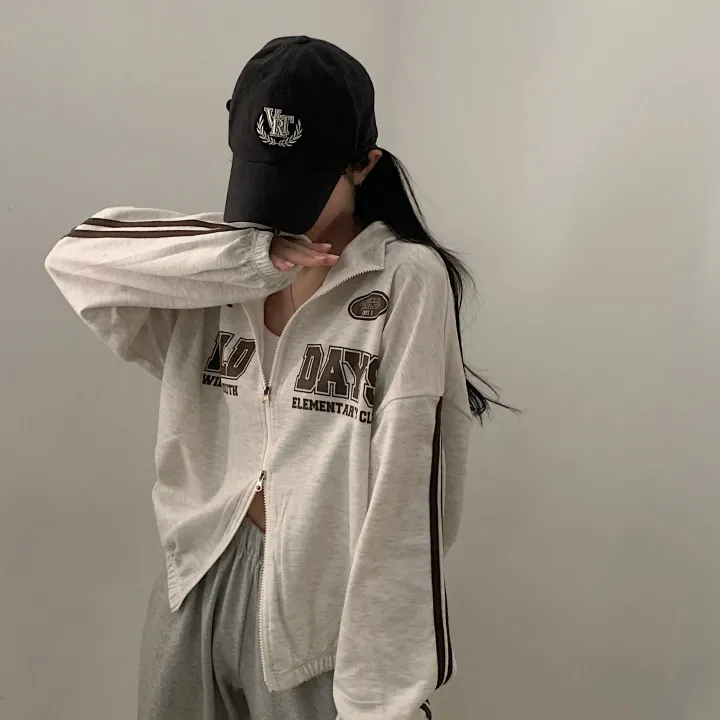 [후기보장*.*/🤎] 필드 라인 배색 투웨이 카라 레터링 집업,점퍼 - 4color 상세 이미지 31