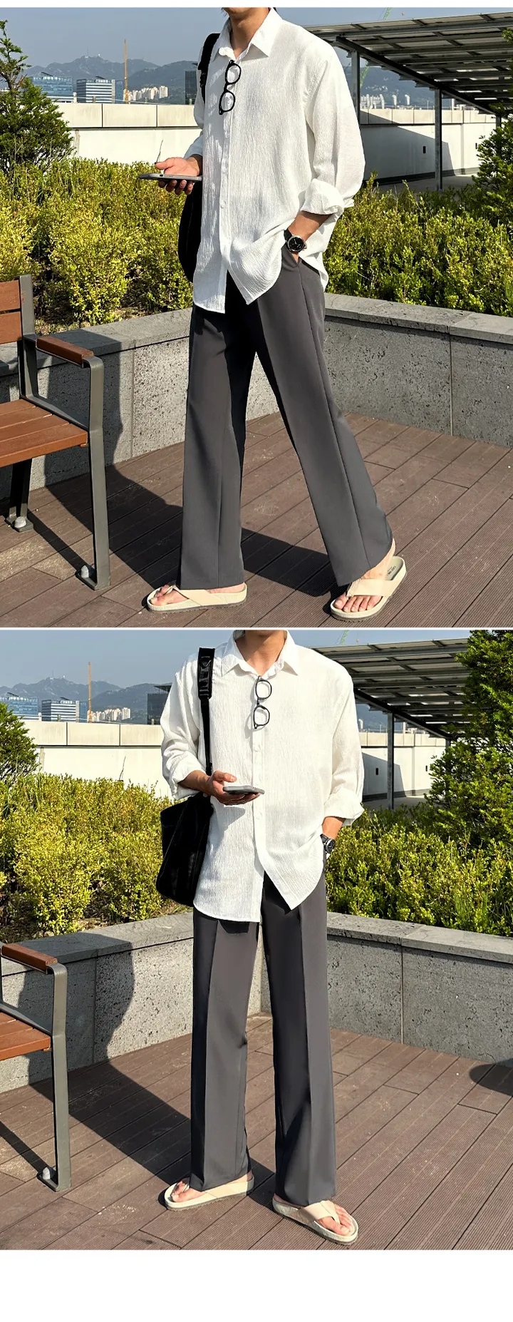 [당일발송][2타입]와커 남자 링클프리 와이드 핀턱 슬랙스 바지 상세 이미지 55