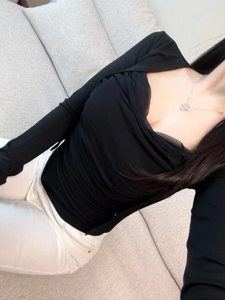 *바배* [🎀봄신상강추] 쉬폰 레이스 셔링 나시 가디건 세트 투피스 (3 color) 봄가디건 나시가디건 투피스 데이트룩 간절기 끈나시 망사나시 크롭가디건 하객룩 상세 이미지 6