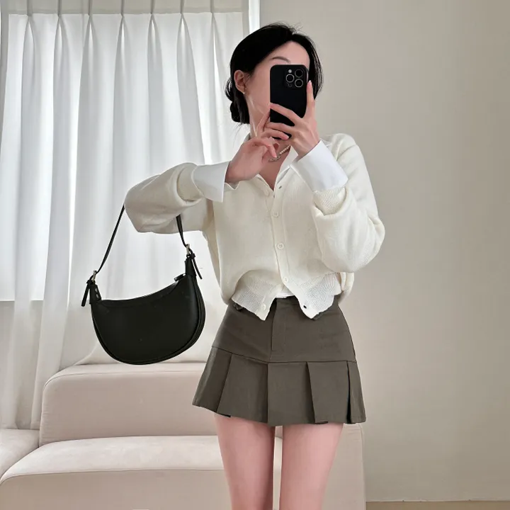 [허리잘록~/벚꽃룩!] 데일리 무지 브이넥 크롭 긴팔 니트 가디건 - 5color 상세 이미지 22