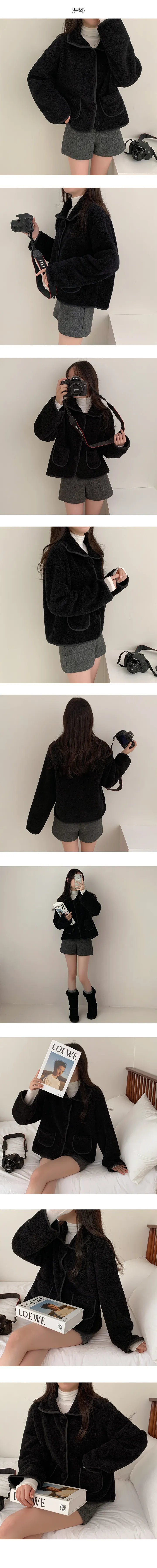 [아방핏/귀여워요~] 포근한, 비앤 양털 뽀글이 카라 포켓 덤블 숏코트 (3color) 상세 이미지 6