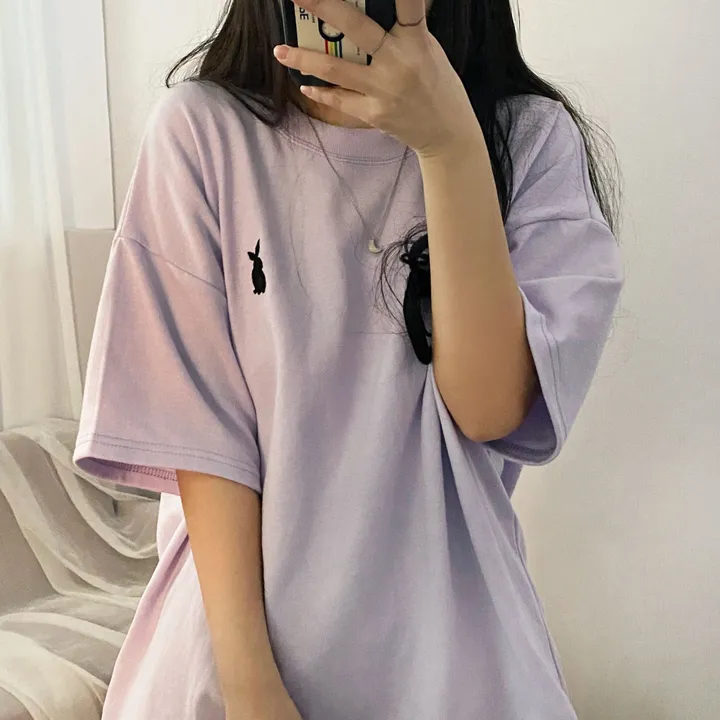 [넉넉/데일리] 러블리 래빗 자수 오버핏 반팔티T 상세 이미지 11