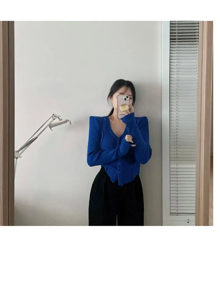 [직각어깨/허얇골넓핏] 패드 가디건/어깨트임 니트 상세 이미지 8