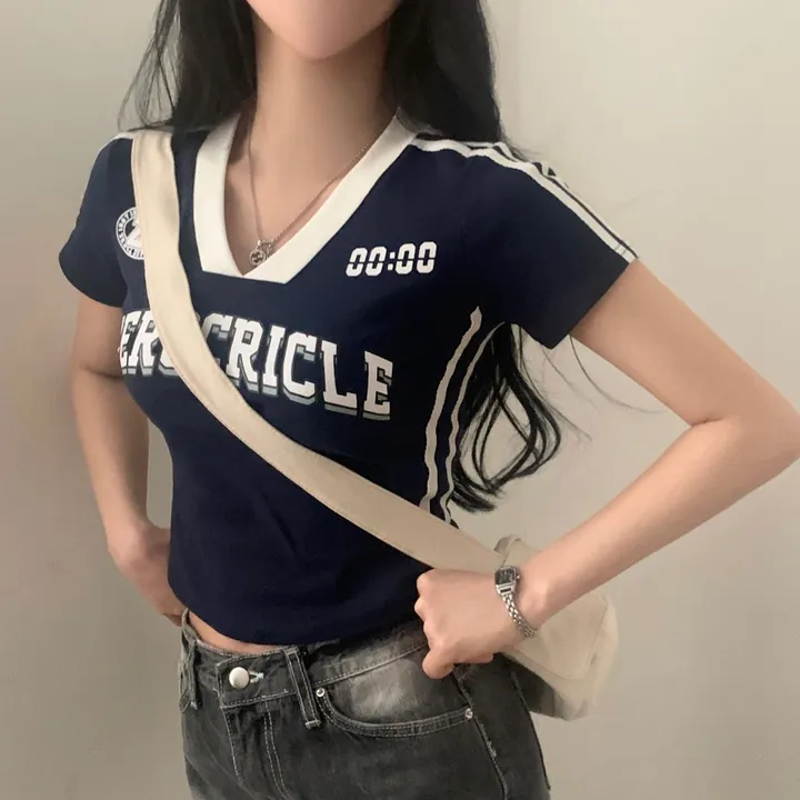 [찐만족도100%🤍] 블록코어 져지 배색 레터링 스트릿 크롭 반팔티셔츠 - 6color 상세 이미지 5