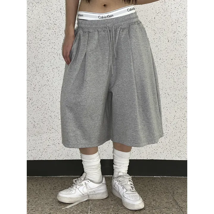 [UNISEX/기획특가/소장추천!/3size!]사이드 폴드 핀턱 포인트 루즈 와이드 벌룬 버뮤다 하프 트레이닝 팬츠(2color) 상세 이미지 65