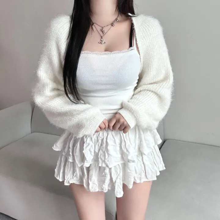 [필수소장/여리힙/앙고라]1061. 솔 앙고라 크롭 볼레로 가디건 가을가디건 볼레로가디건 앙고라가디건 겨울가디건 크롭가디건 데일리템 데일리 가디건 긴팔 섹시글램 여리힙 발레코어 상세 이미지 3