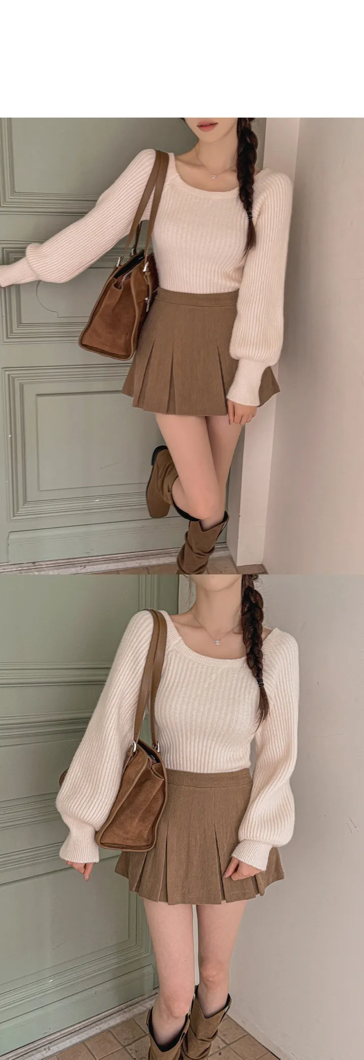 [겨울아우터❄️/무스탕🐻/스웨이드자켓] 치비타 하이넥 버클 지퍼 포켓 레더포인트 양털배색 스웨이드 크롭 무스탕 상세 이미지 37