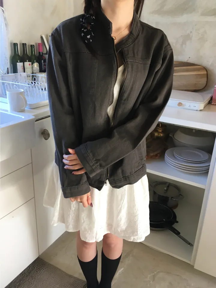 [봄신상💐](2colors/주문폭주🎉/투웨이) 빈티지 블루종 코튼 면 라이더 점퍼 자켓 jk 상세 이미지 55