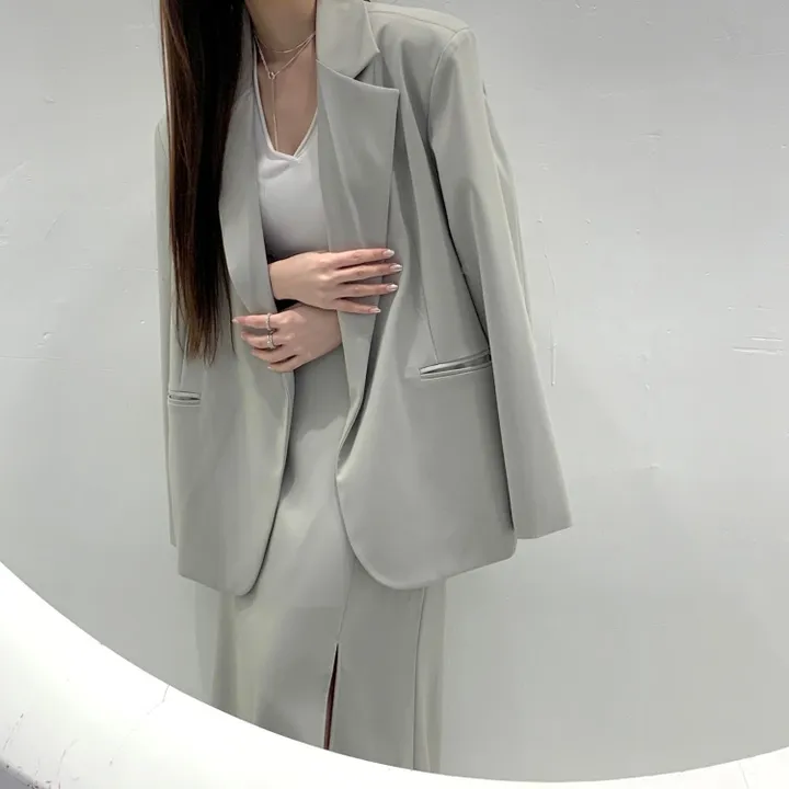 *한정수량원가 SALE* 국내 하이퀄리티 기본 수트 자켓 절개 슬릿 롱 스커트 하객룩 정장 오피스룩 투피스 세트 셋업 2color 상세 이미지 29