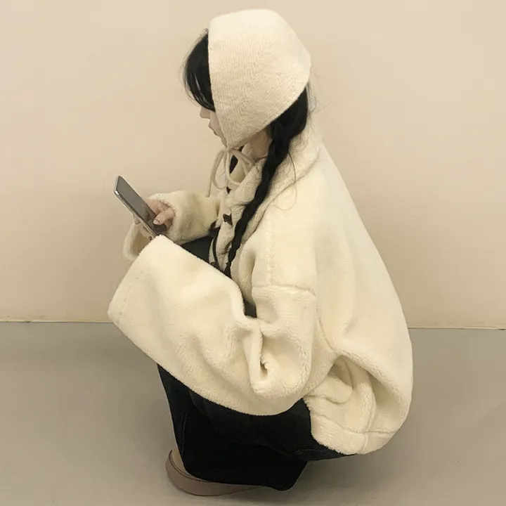 [귀여움/아방핏🧸] 도톰포근~ 양털 뽀글이 떡볶이 더플 자켓 테디베어 숏코트 상세 이미지 18