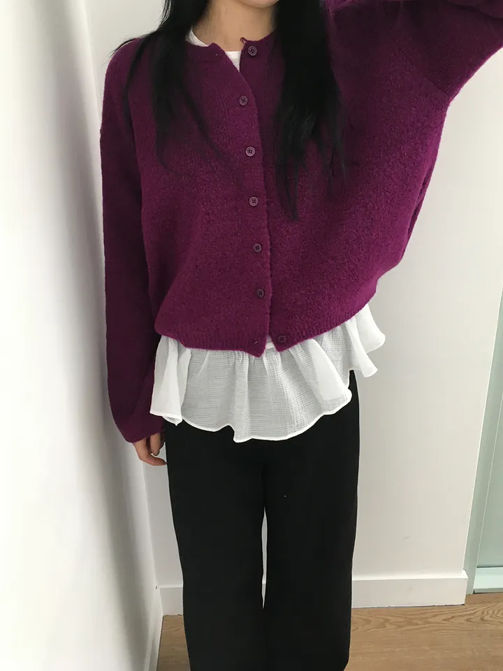 MD픽💜 엘가 라운드 세미크롭 니트 가디건(9color) 상세 이미지 10