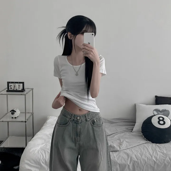 daily slim-fit short sleeve t [ 기본핏 라운드 슬림핏 스탠다드 숏 반팔 티셔츠 ] 상세 이미지 5