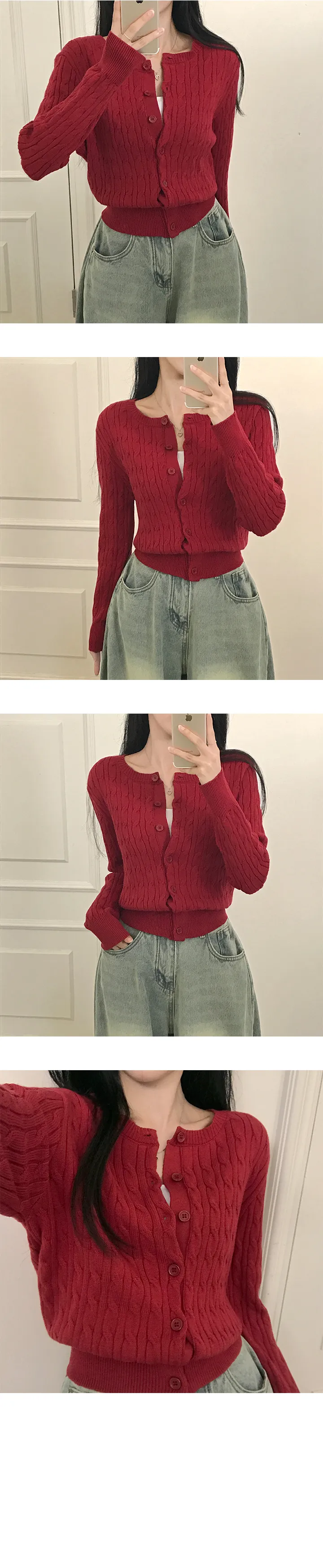 *묶음할인[핏존예/베이직템] 라운드 꽈배기 버튼 긴팔가디건 상세 이미지 8