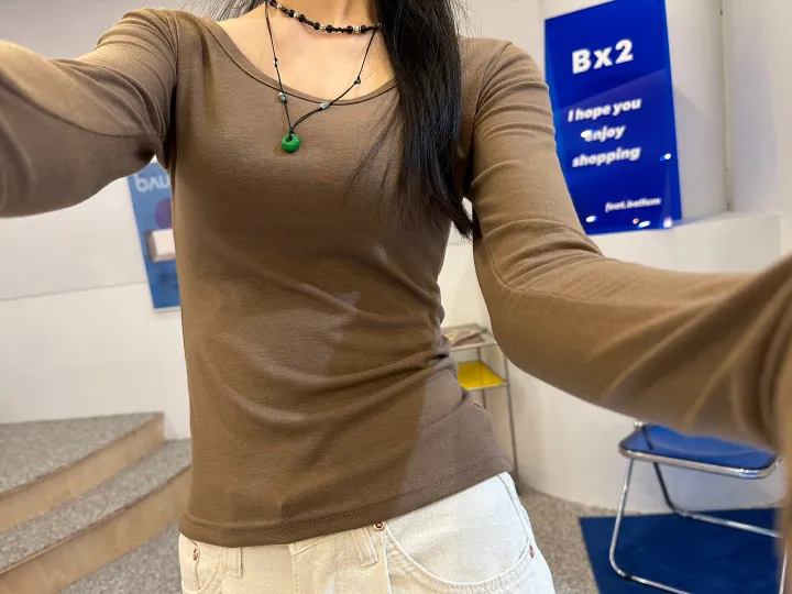 *라인대박 착붙 쫀쫀 스판 유넥 워머 데일리 긴팔 티셔츠 상세 이미지 16