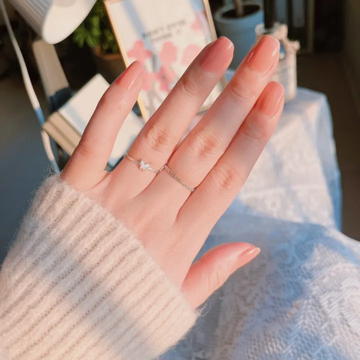 ✨판매1등✨ 실버 925 행운 나비 큐빅 레이어드 실 은반지 상세 이미지 23