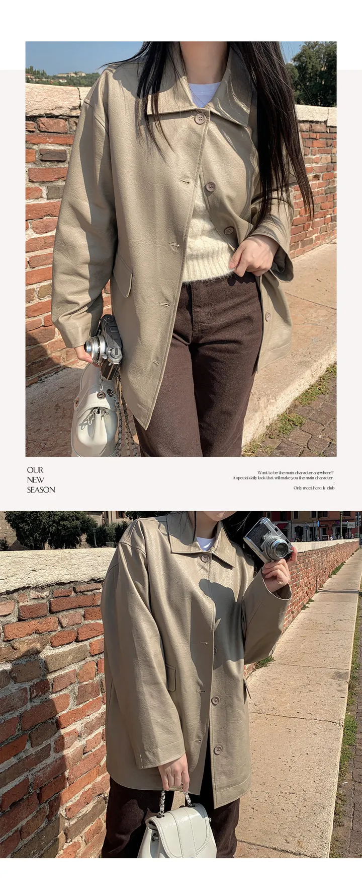 [자체제작/오늘출발/1만장돌파!]#봄🌷 바텐 오버핏 하프 레더 자켓 (데일리룩/개강룩/봄아우터/봄자켓/레더자켓/가죽자켓/루즈핏) 상세 이미지 33