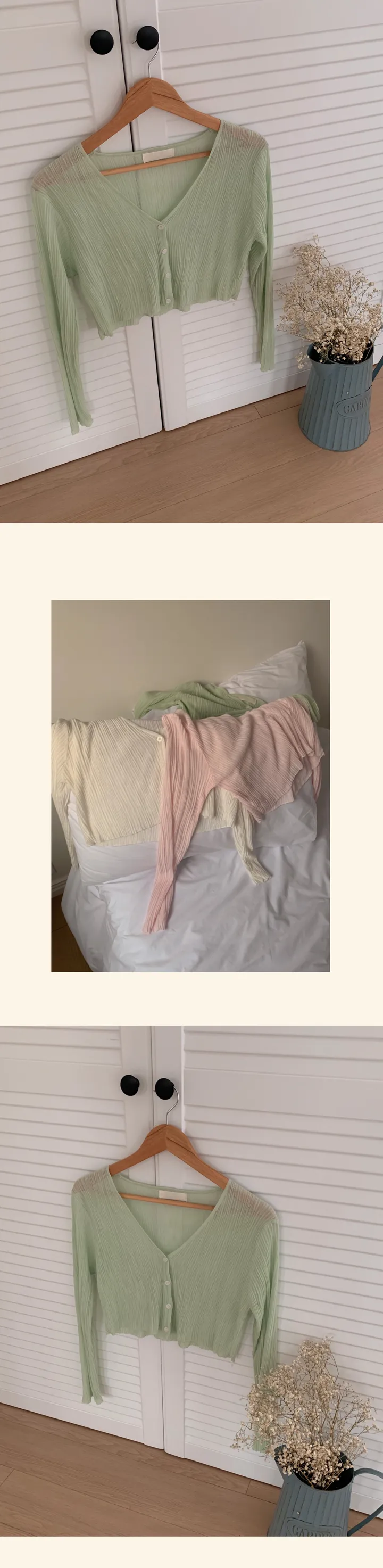 [쿨링감굿🧊]풋사과 가디건 3color 입는게 더 시원한, 시스루 살안타템 여름가디건 상세 이미지 7