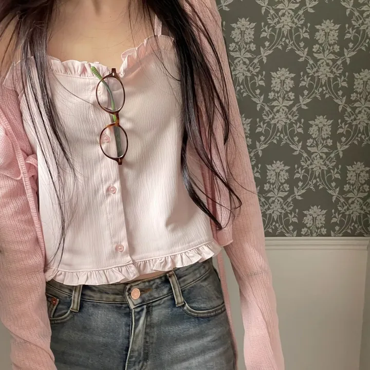 6color 루니 여리핏 리본 시스루 롱슬리브 가디건 상세 이미지 50