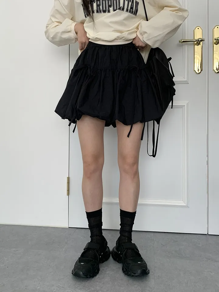[속바지O/호박벌룬~펌킨 바스락나일론스커트! 가볍게입는 리본 포인트볼륨스커트] 벌룬리본나일론스커트 상세 이미지 59