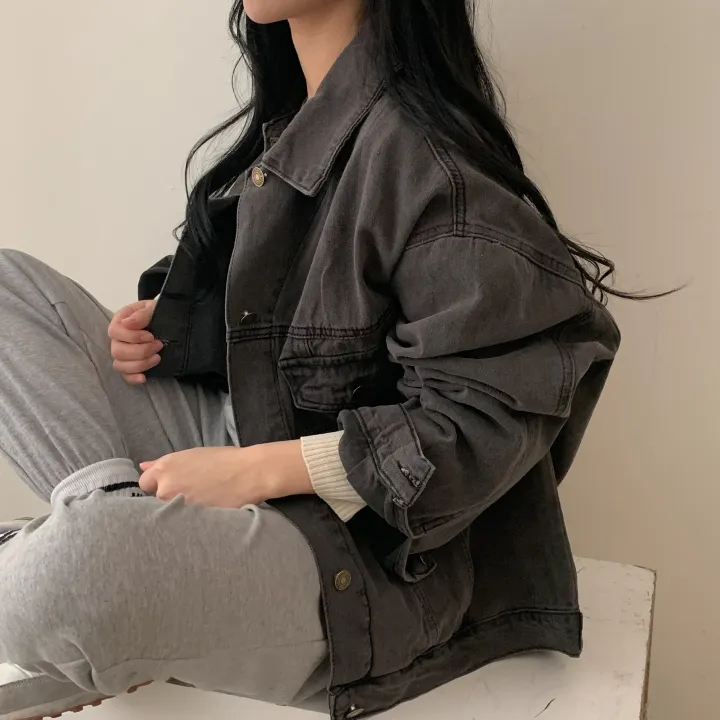 [빈티지/오버핏] 허쉬 봄,가을 루즈핏 흑청 면자켓;2col 상세 이미지 20