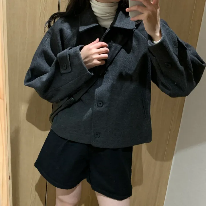 [안감o] 카라 모직 미니 숏 코트 자켓 3col 상세 이미지 18