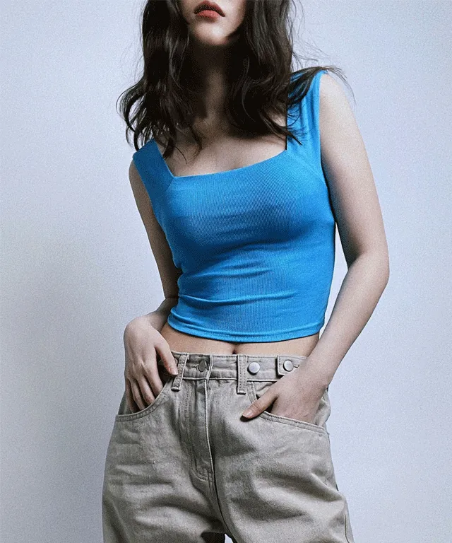 5color 비비드 원색 기본 네모 스퀘어 일자 민소매 컬러 나시