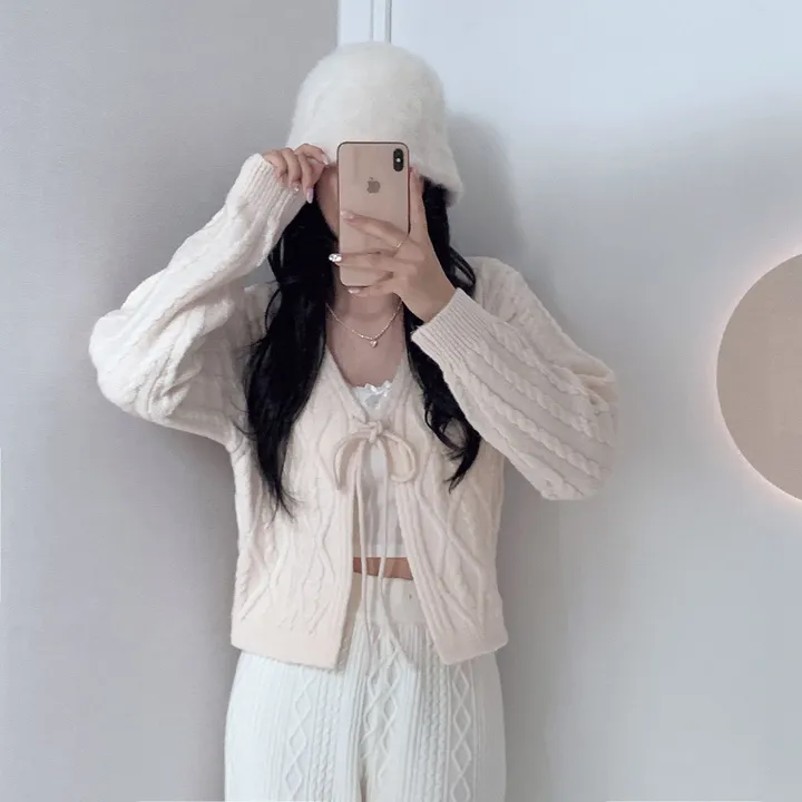 주문폭주🍓[3000장 돌파!!] 딸기우유 머금은 색감, 모아 울 꽈배기 리본 니트 가디건 상세 이미지 28